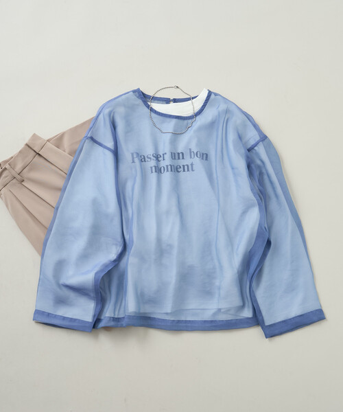 FREAK'S STORE(フリークスストア)の「【セットアイテム】オーガンジー ロゴTシャツセット(Tシャツ/カットソー・レディース・オフホワイト/サックスブルー/チャコール・フリ-)」の3枚目の写真