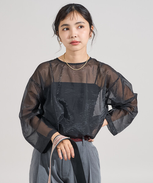 FREAK'S STORE(フリークスストア)の「【セットアイテム】オーガンジー ロゴTシャツセット(Tシャツ/カットソー・レディース・オフホワイト/サックスブルー/チャコール・フリ-)」の16枚目の写真
