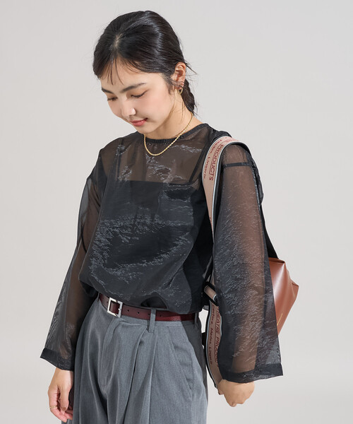 FREAK'S STORE(フリークスストア)の「【セットアイテム】オーガンジー ロゴTシャツセット(Tシャツ/カットソー・レディース・オフホワイト/サックスブルー/チャコール・フリ-)」の17枚目の写真