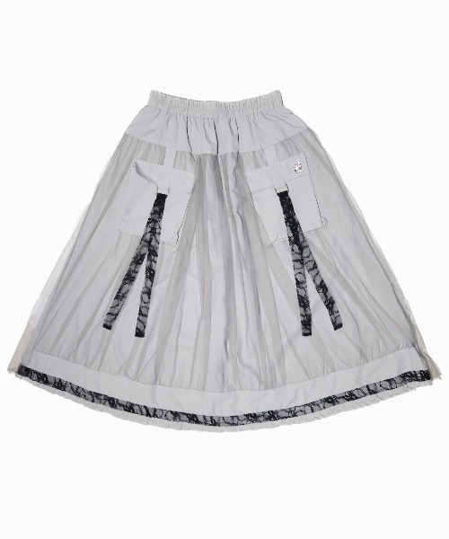 CRYSTAL BALL（クリスタルボール）の「Tulle Lace Pocket Skirt（スカート・レディース・グレー・FREE）」の2枚目の写真