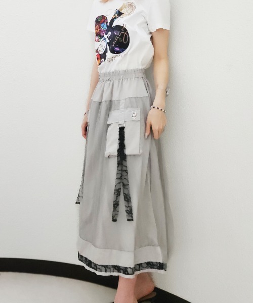 CRYSTAL BALL（クリスタルボール）の「Tulle Lace Pocket Skirt（スカート・レディース・グレー・FREE）」の6枚目の写真