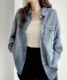 A.D.C.L. | Cozyダブルポケットオーバーサイズデニムビッグシャツ(シャツ/ブラウス)