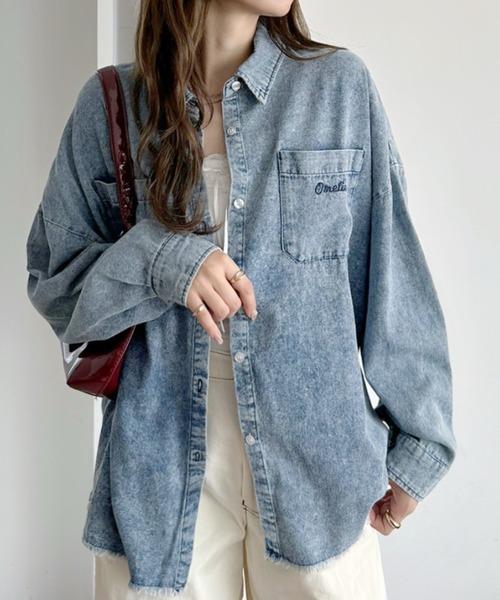 A.D.C.L.(エーディーシーエル)の「Cozyダブルポケットオーバーサイズデニムビッグシャツ(シャツ/ブラウス・レディース・ブルー/ネイビー・L/M)」の16枚目の写真