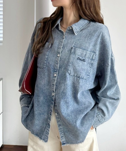 A.D.C.L.(エーディーシーエル)の「Cozyダブルポケットオーバーサイズデニムビッグシャツ(シャツ/ブラウス・レディース・ブルー/ネイビー・L/M)」の19枚目の写真