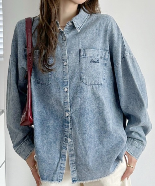 A.D.C.L.(エーディーシーエル)の「Cozyダブルポケットオーバーサイズデニムビッグシャツ(シャツ/ブラウス・レディース・ブルー/ネイビー・L/M)」の22枚目の写真
