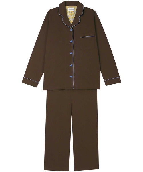 une nana cool(ウンナナクール)の「【綿100%】なめらかハイゲージ天竺パジャマ MADE WITH LIBERTY FABRIC(ルームウェア/パジャマ・レディース・グレイッシュブルー/セージグリーン/サックスブルー/ブルー/グレー/チャコールグレー/オリーブ/ブラック/ワイン/ベビーピンク/チョコ/ネイビー/ダークブルー/ベージュ/グリーン/ホワイト・L/M)」の6枚目の写真