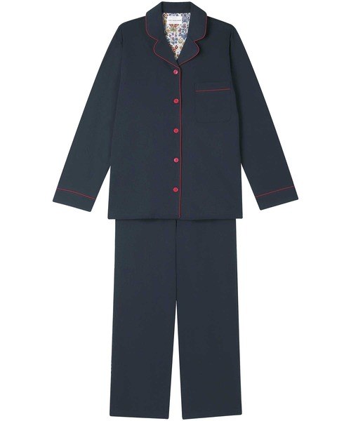 une nana cool(ウンナナクール)の「【綿100%】なめらかハイゲージ天竺パジャマ MADE WITH LIBERTY FABRIC(ルームウェア/パジャマ・レディース・グレイッシュブルー/セージグリーン/サックスブルー/ブルー/グレー/チャコールグレー/オリーブ/ブラック/ワイン/ベビーピンク/チョコ/ネイビー/ダークブルー/ベージュ/グリーン/ホワイト・L/M)」の10枚目の写真
