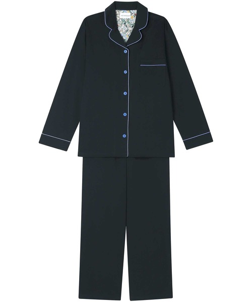 une nana cool(ウンナナクール)の「【綿100%】なめらかハイゲージ天竺パジャマ MADE WITH LIBERTY FABRIC(ルームウェア/パジャマ・レディース・グレイッシュブルー/セージグリーン/サックスブルー/ブルー/グレー/チャコールグレー/オリーブ/ブラック/ワイン/ベビーピンク/チョコ/ネイビー/ダークブルー/ベージュ/グリーン/ホワイト・L/M)」の3枚目の写真