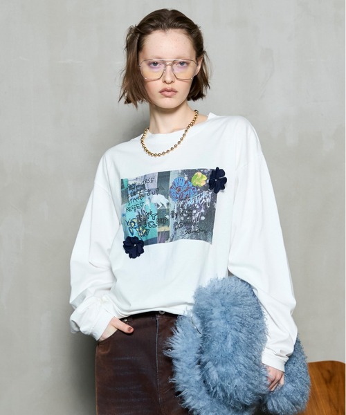 MAISON SPECIAL（メゾンスペシャル）の「Garden Flower Photo Print Long Sleeve Tee/ガーデンフォトフラワーロンT（Tシャツ/カットソー・レディース・ピンク/ホワイト/チャコールグレー・FREE）」の2枚目の写真