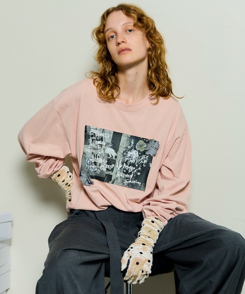 【タグ付き】ボヘミアンズ 総柄 モザイクフラワー柄 ロンT 長袖 ユニセックス タグ付き】ボヘミアンズ 総柄 モザイクフラワー柄 ロンT 長袖 ユニ