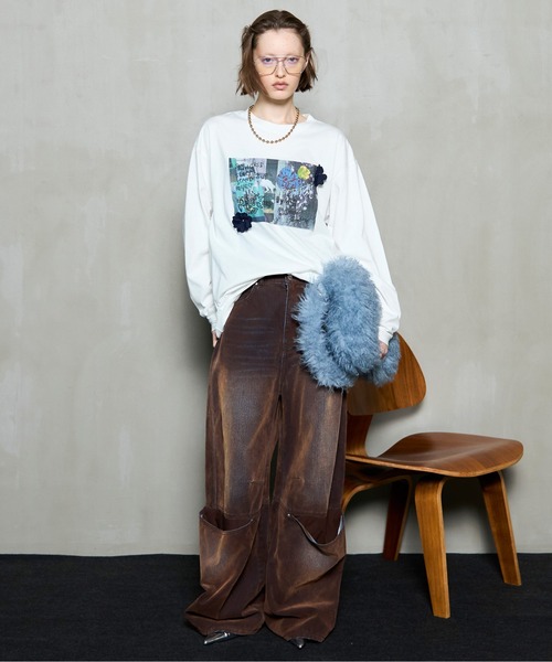 セール】Garden Flower Photo Print Long Sleeve Tee/ガーデンフォト