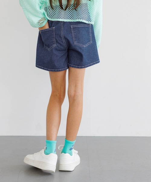 セール】キッズ デニム刺繍ショートパンツ（デニムパンツ）｜coca