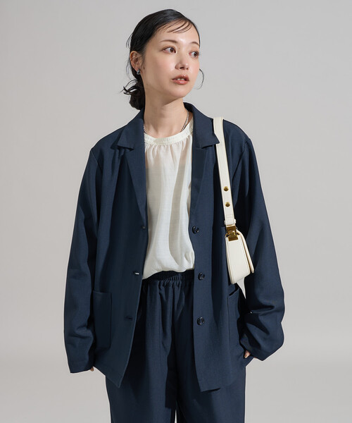 FREAK'S STORE（フリークスストア）の「【3点セットアイテム～トリオットシリーズ～】ジャケット セットアップ ブラウスセット 限定展開（セットアップ・レディース・ネイビー/ブラウン/ライトグレー・SMALL/MEDIUM）」の8枚目の写真