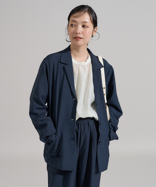 FREAK'S STORE（フリークスストア）の「【3点セットアイテム～トリオットシリーズ～】ジャケット セットアップ ブラウスセット 限定展開（セットアップ・レディース・ネイビー/ブラウン/ライトグレー・SMALL/MEDIUM）」の12枚目の写真