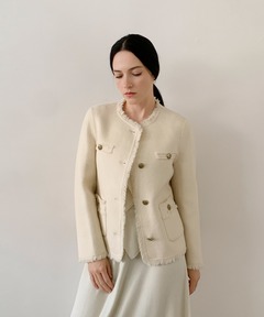 ジャケット・アウター Her lip to Shimmer Tweed Jacket ecru Shimmer Tweed Jacket（ノーカラージャケット）｜Her lip to