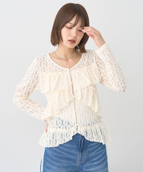 セール】レースフリルメローカーディガン（シャツ/ブラウス）｜earth