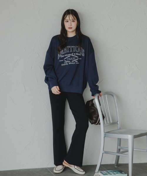 slattgir(スラットジール)の「高身長 ニットフレアパンツ(セットアップ対応)(トールサイズ)Essenave(その他パンツ・レディース・カーキ/ブラック/ベージュ・TM/TL/TLL/T3L)」の6枚目の写真