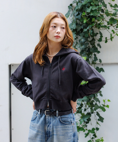 BEVERLY HILLS POLO CLUB(ビバリーヒルズポロクラブ)の「【BEVERY HILLS P.C/ビバリーヒルズポロクラブ】クロップドフルジップフーディ/トップス/パーカー【WEB限定】(パーカー・レディース・グレー/ブラック・フリー)」の11枚目の写真