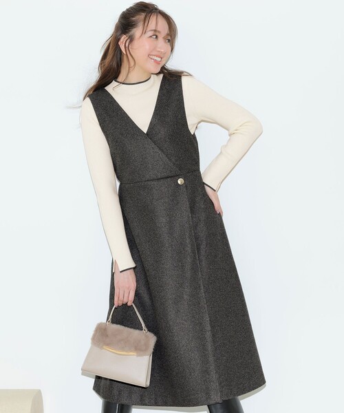 ANY SIS（エニィスィス）の「【2SET】ジャンパースカート × ニット セット（セットアップ・レディース・ベージュ系/グレー系・X-LARGE）」の2枚目の写真