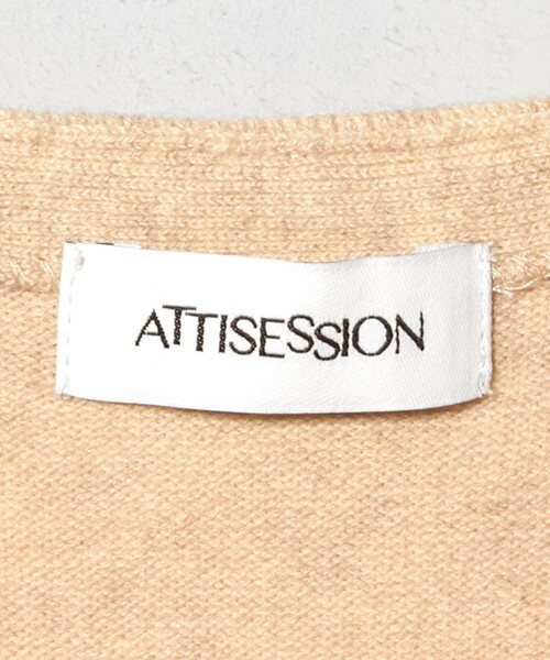 ATTISESSION（アティセッション）の「＜ATTISESSION＞ギャザー カーディガン（カーディガン/ボレロ・レディース・ベージュ/ブラック・FREE）」の4枚目の写真