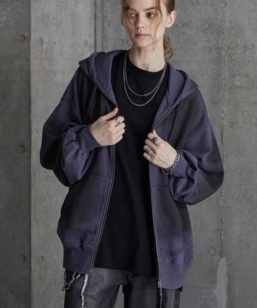 SERACE（セラス）の「【SERACE】Vintage design heavy weight spray full zip parker / ヴィンテージデザインヘビーウェイトスプレーフルジップパーカー（パーカー・メンズ・ブラック/グレー/ブルー/ホワイト・L/S/M）」の16枚目の写真