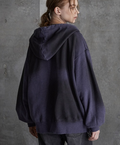 SERACE（セラス）の「【SERACE】Vintage design heavy weight spray full zip parker / ヴィンテージデザインヘビーウェイトスプレーフルジップパーカー（パーカー・メンズ・ブラック/グレー/ブルー/ホワイト・L/S/M）」の20枚目の写真