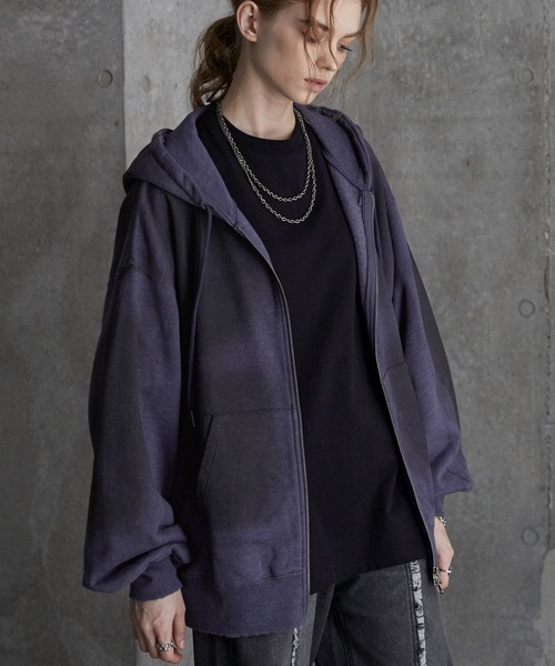 SERACE（セラス）の「【SERACE】Vintage design heavy weight spray full zip parker / ヴィンテージデザインヘビーウェイトスプレーフルジップパーカー（パーカー・メンズ・ブラック/グレー/ブルー/ホワイト・L/S/M）」の21枚目の写真