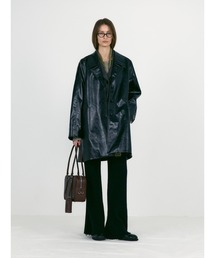 TEXTURED LEATHER HALF COAT