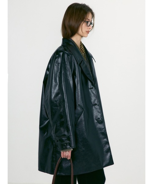 LOW CLASSIC(ロウ クラシック)の「TEXTURED LEATHER HALF COAT(その他アウター・レディース・ブラック・S)」の5枚目の写真