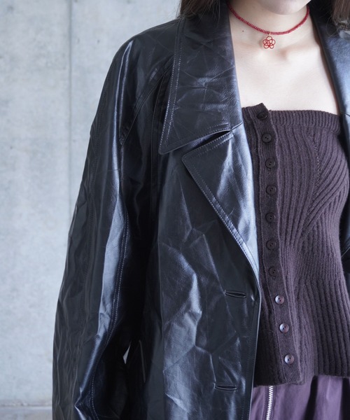 LOW CLASSIC(ロウ クラシック)の「TEXTURED LEATHER HALF COAT(その他アウター・レディース・ブラック・S)」の12枚目の写真