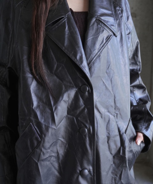 LOW CLASSIC(ロウ クラシック)の「TEXTURED LEATHER HALF COAT(その他アウター・レディース・ブラック・S)」の14枚目の写真