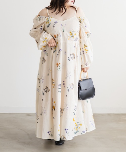 CLETTE(クレット)の「CLETTEオリジナル3WAYスリーブロングワンピース(ワンピース・レディース・アイボリー系/ネイビー/ブラック/ブラック系その他・LL/4L/3L)」の3枚目の写真