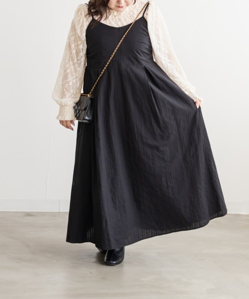 CLETTE(クレット)の「CLETTEオリジナル3WAYスリーブロングワンピース(ワンピース・レディース・アイボリー系/ネイビー/ブラック/ブラック系その他・LL/4L/3L)」の5枚目の写真