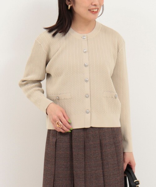 MICO COULIER(ミコクリエ)の「ミニケーブルウーリーエステルニット(ニット/セーター・レディース・ネイビー/モカ/キナリ・38)」の21枚目の写真