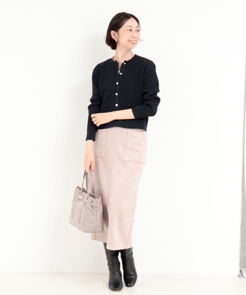 MICO COULIER(ミコクリエ)の「ミニケーブルウーリーエステルニット(ニット/セーター・レディース・ネイビー/モカ/キナリ・38)」の17枚目の写真