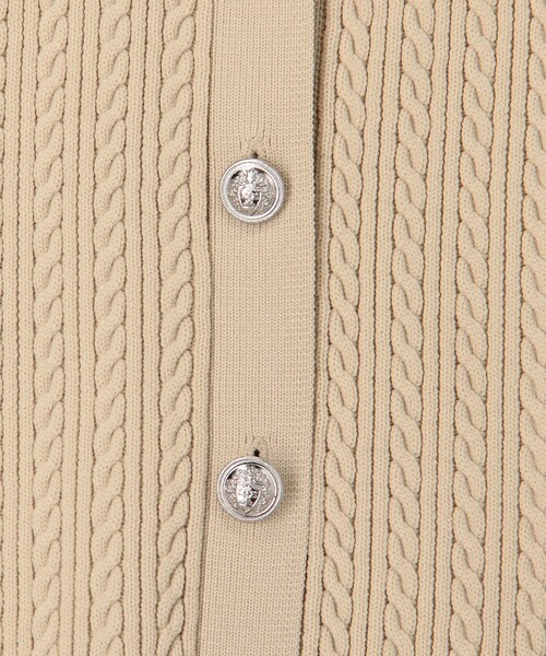 MICO COULIER(ミコクリエ)の「ミニケーブルウーリーエステルニット(ニット/セーター・レディース・ネイビー/モカ/キナリ・38)」の20枚目の写真