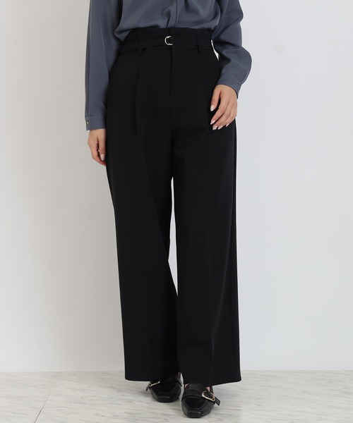 TRUDEA(トルディア)の「ベルテッド ワイドパンツ(その他パンツ・レディース・ネイビー/ブラック/グレイッシュベージュ・SMALL/LARGE/MEDIUM)」の1枚目の写真