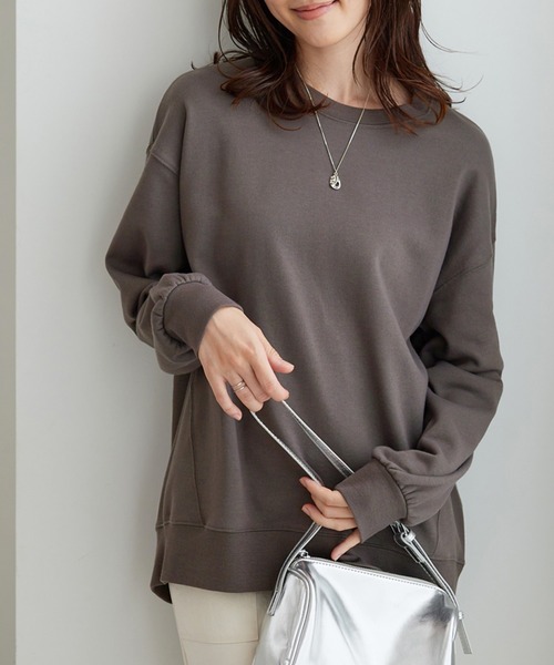 BELLUNA PLUS（ベルーナ）の「軽やか綿混スウェット（Tシャツ/カットソー・レディース・グレイッシュベージュ/ネイビー/チャコール/ライラック・LARGE/MEDIUM/X-LARGE）」の12枚目の写真