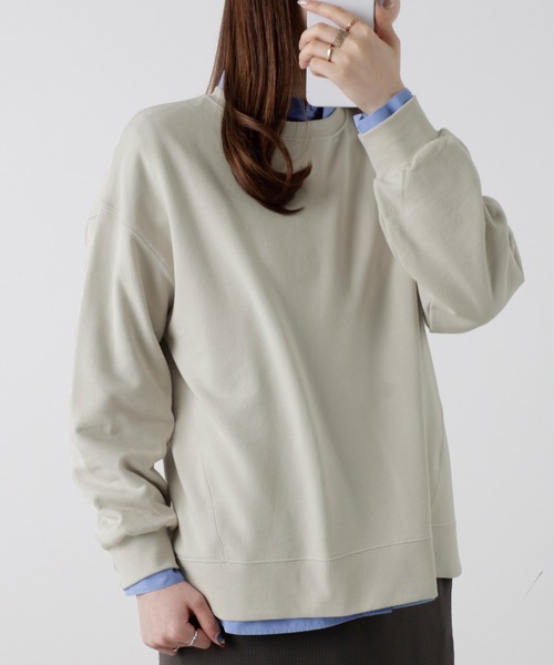 BELLUNA PLUS（ベルーナ）の「軽やか綿混スウェット（Tシャツ/カットソー・レディース・グレイッシュベージュ/ネイビー/チャコール/ライラック・LARGE/MEDIUM/X-LARGE）」の22枚目の写真