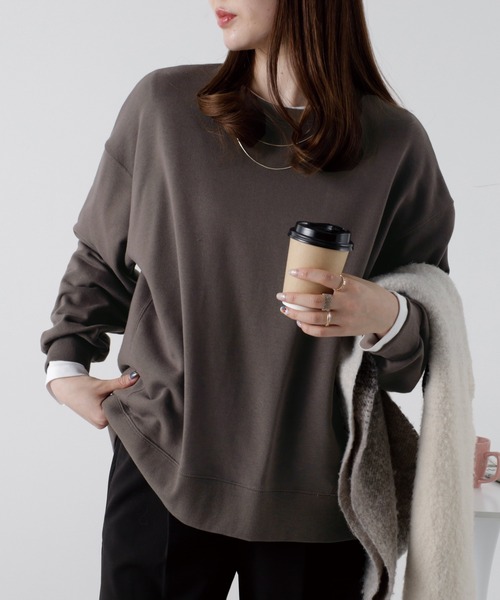 BELLUNA PLUS（ベルーナ）の「軽やか綿混スウェット（Tシャツ/カットソー・レディース・グレイッシュベージュ/ネイビー/チャコール/ライラック・LARGE/MEDIUM/X-LARGE）」の18枚目の写真