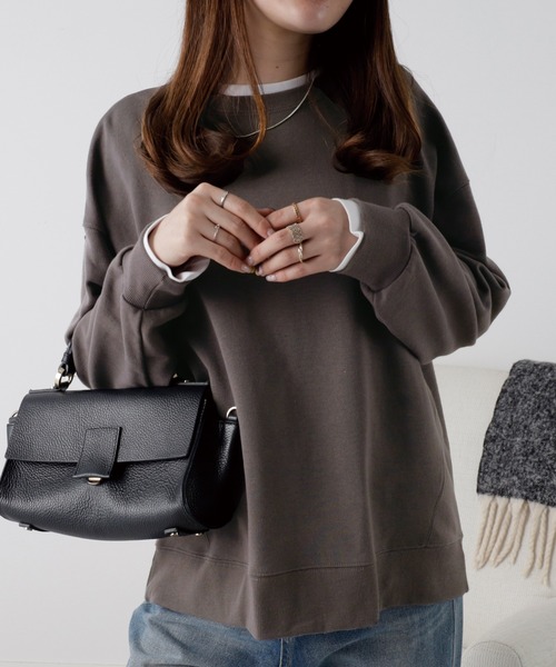 BELLUNA PLUS（ベルーナ）の「軽やか綿混スウェット（Tシャツ/カットソー・レディース・グレイッシュベージュ/ネイビー/チャコール/ライラック・LARGE/MEDIUM/X-LARGE）」の19枚目の写真