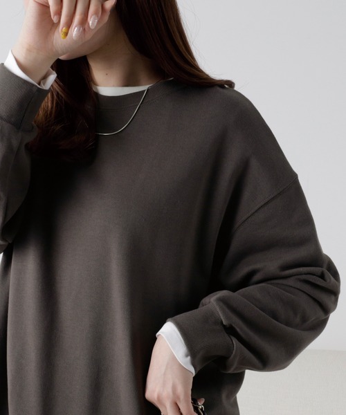 BELLUNA PLUS（ベルーナ）の「軽やか綿混スウェット（Tシャツ/カットソー・レディース・グレイッシュベージュ/ネイビー/チャコール/ライラック・LARGE/MEDIUM/X-LARGE）」の21枚目の写真