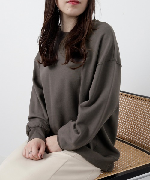 BELLUNA PLUS（ベルーナ）の「軽やか綿混スウェット（Tシャツ/カットソー・レディース・グレイッシュベージュ/ネイビー/チャコール/ライラック・LARGE/MEDIUM/X-LARGE）」の7枚目の写真