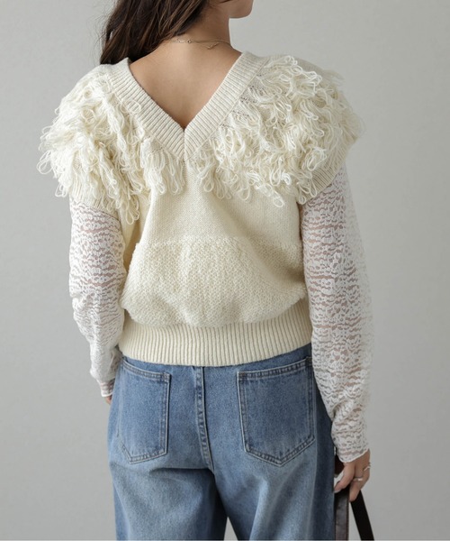 AMELY（エミリー）の「Vネックニットベスト（ベスト・レディース・アイボリー/ブラック/モカ/グレー・フリー）」の9枚目の写真