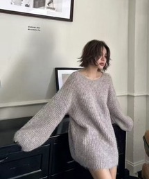 ゆったりシルエット チュニックニット