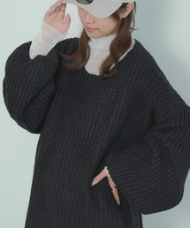 ゆったりシルエット チュニックニット
