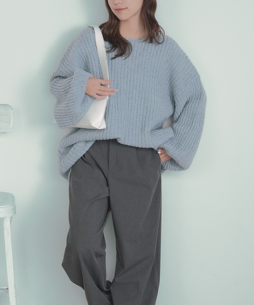 H.TOKYO(エイチトウキョウ)の「ゆったりシルエット チュニックニット(ニット/セーター・レディース・ライトグレー/ブラック/ライトブルー・FREE)」の14枚目の写真
