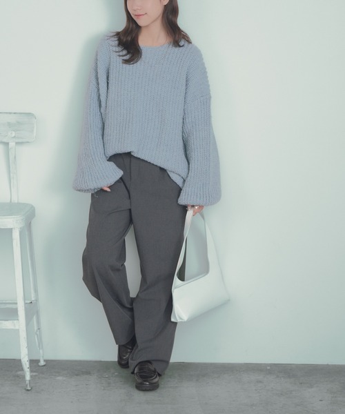 H.TOKYO(エイチトウキョウ)の「ゆったりシルエット チュニックニット(ニット/セーター・レディース・ライトグレー/ブラック/ライトブルー・FREE)」の12枚目の写真