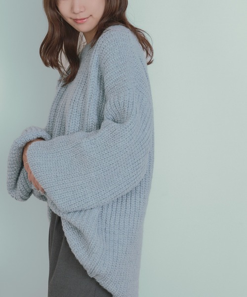 H.TOKYO(エイチトウキョウ)の「ゆったりシルエット チュニックニット(ニット/セーター・レディース・ライトグレー/ブラック/ライトブルー・FREE)」の9枚目の写真
