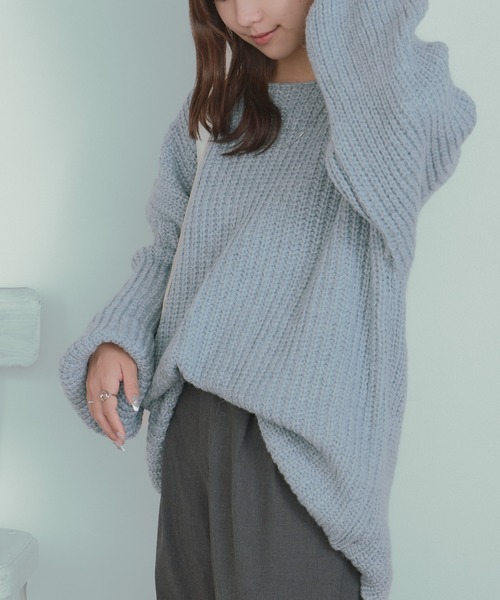 H.TOKYO(エイチトウキョウ)の「ゆったりシルエット チュニックニット(ニット/セーター・レディース・ライトグレー/ブラック/ライトブルー・FREE)」の8枚目の写真